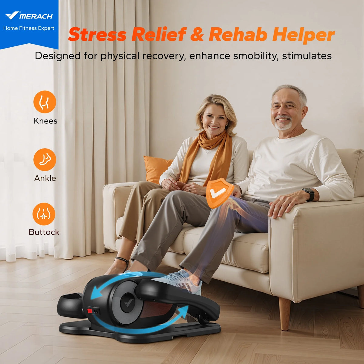 under Desk Elliptical Trainer, Compact Portable Exercise Machine, Adjustable Speed, Low Impact for Home Office, Gift