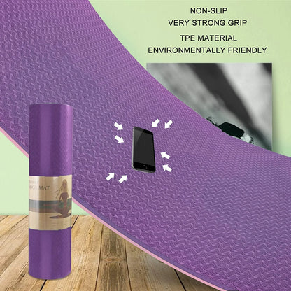 Yoga Mat 72 X 24'' Exercise Mats 8Mm TPE Non-Slip Extra Thick High-Density Eco Friendly for Yoga Workout Pilates Yoga Mats for Women Men