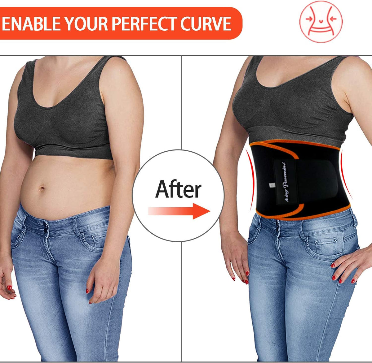 Waist Trainer for Men Women Belly Fat, Sweat Belt Band | Sweat-Enhancing Waist Trimmer, Stomach Wrap, Slimming Body Shaper, Adjustable Fit, for Gym High-Intensity Training & Workouts