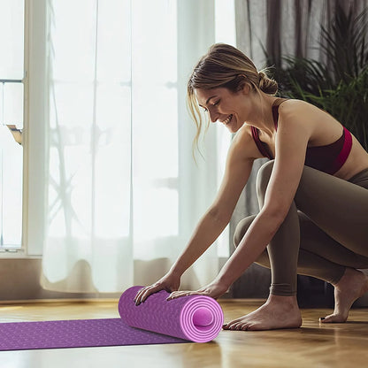 Yoga Mat 72 X 24'' Exercise Mats 8Mm TPE Non-Slip Extra Thick High-Density Eco Friendly for Yoga Workout Pilates Yoga Mats for Women Men