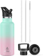 Stainless Steel Double Wall Water Bottles, Vacuum Insulated Bottle with Straw Lid, Insulated Water Bottle Keeps Water Cold for 24 Hours, Hot for 12 Hours, Hiking, Sports