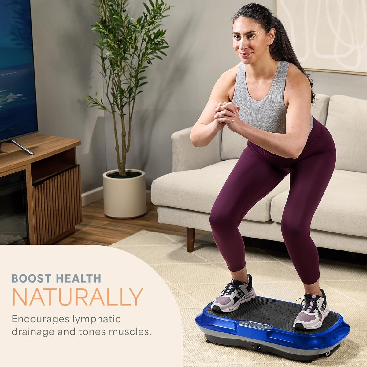 Waver Vibration Plate Exercise Machine with 99 Speeds & 10 Presets | Resistance Bands, Non-Slip Surface, 330 Lbs Capacity — Vibration Plate for Lymphatic Drainage, Body Toning, Full-Body Workout