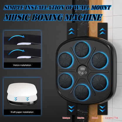 Adults Smart Music Boxing Machine, Punching Boxing Music Fitness Machine with Smart Display and Boxing Gloves, Boxing Machine Wall-Mounted Music Workout Punching Equipment