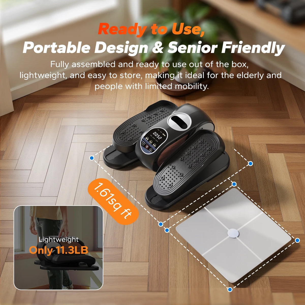 under Desk Elliptical Trainer, Compact Portable Exercise Machine, Adjustable Speed, Low Impact for Home Office, Gift