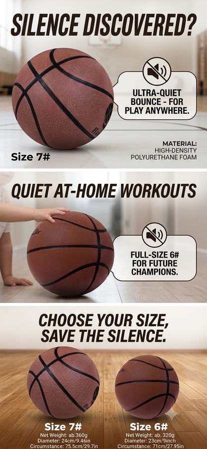QuietHoop™ Silent Indoor Basketball — Premium Noise-Free Foam Basketball