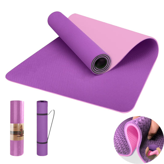 Yoga Mat 72 X 24'' Exercise Mats 8Mm TPE Non-Slip Extra Thick High-Density Eco Friendly for Yoga Workout Pilates Yoga Mats for Women Men