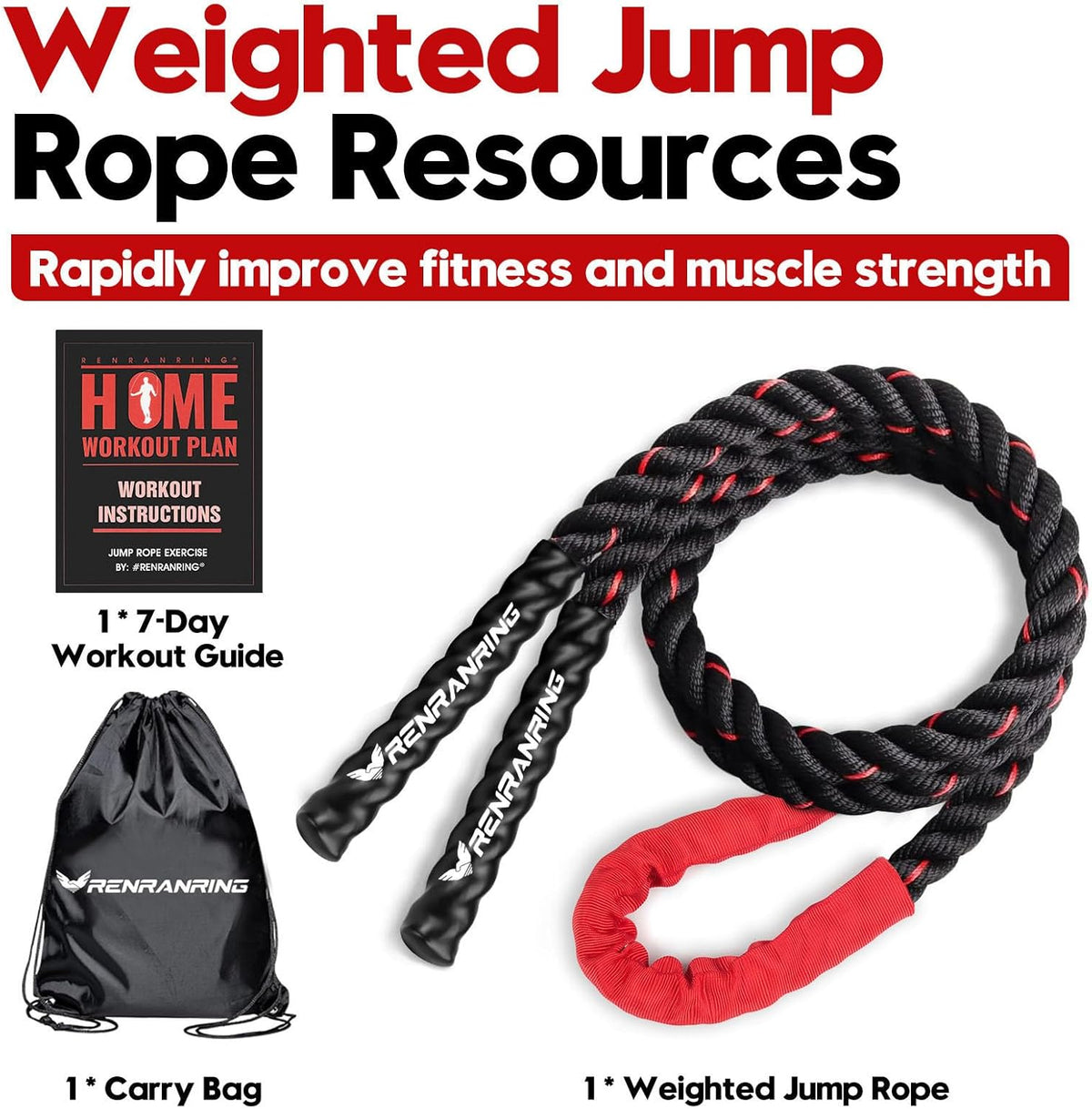 Weighted Jump Rope for Men and Women, 3Lb 4Lb 5Lb Adult Heavy Skipping Rope, Jumprope for Fitness,Workout Equipment, Fitness Equipment for Home Gym Exercise,Improve Strength and Building Muscle