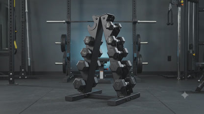 CAP 100LB Cast Iron Hex Dumbbell Set with Rack – Black
